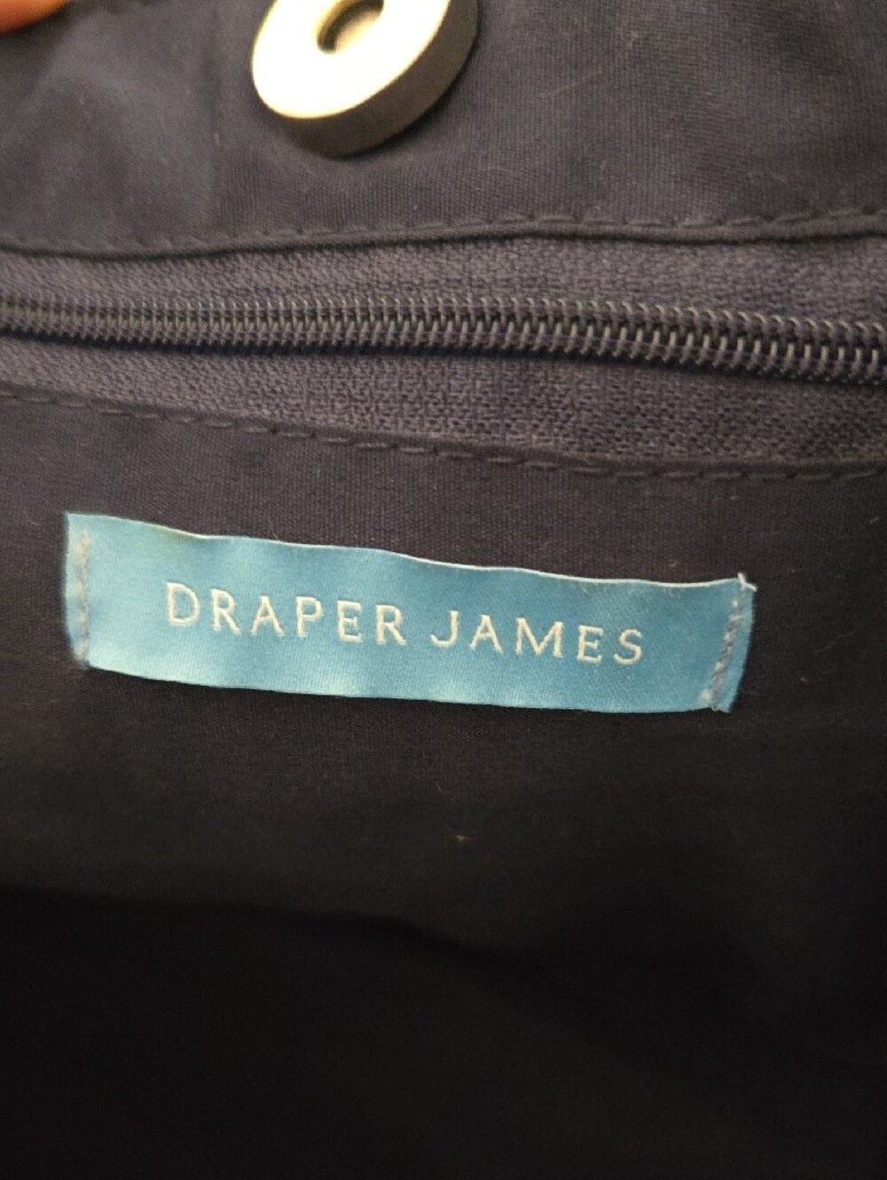 Draper James Straw Woven Tote Bag with Navy Floral Scarf - Picture 5 of 5